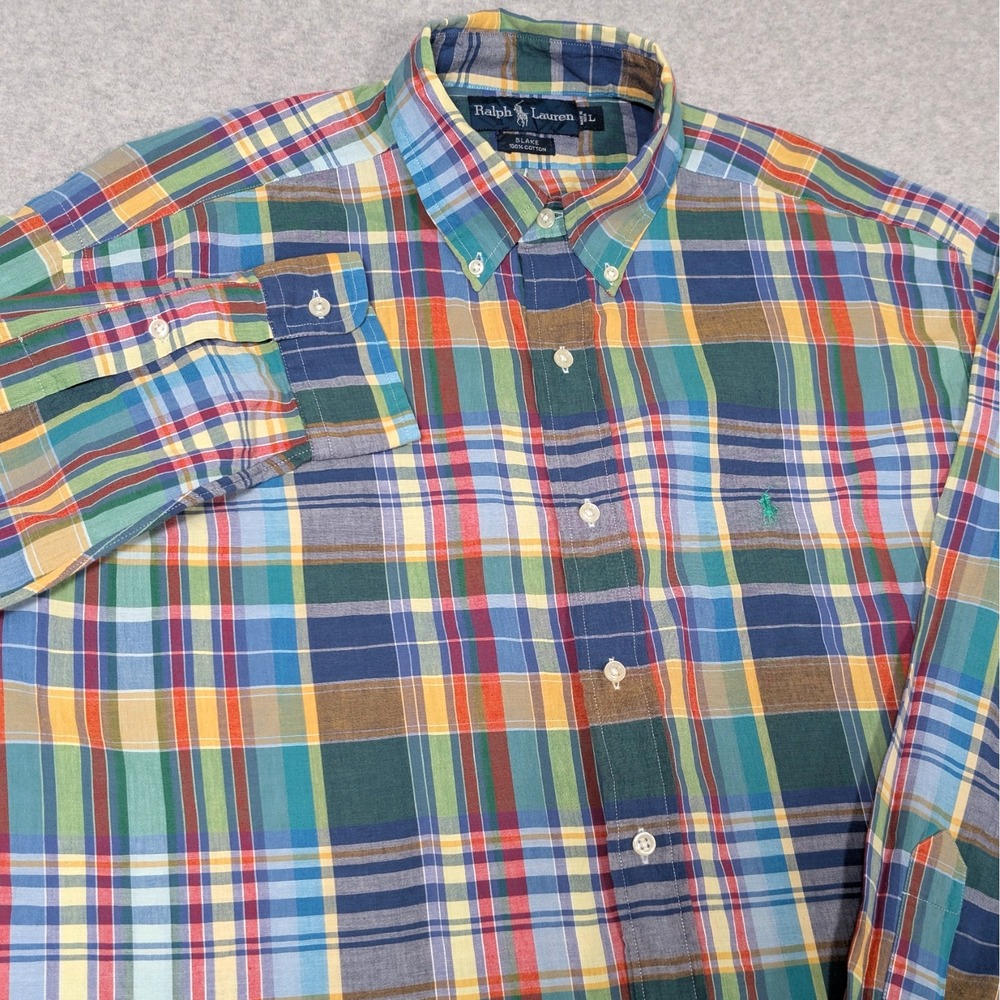 Ralph Lauren Blake Button Down Shirt Mens Size Large Colorful Multi Plaid New